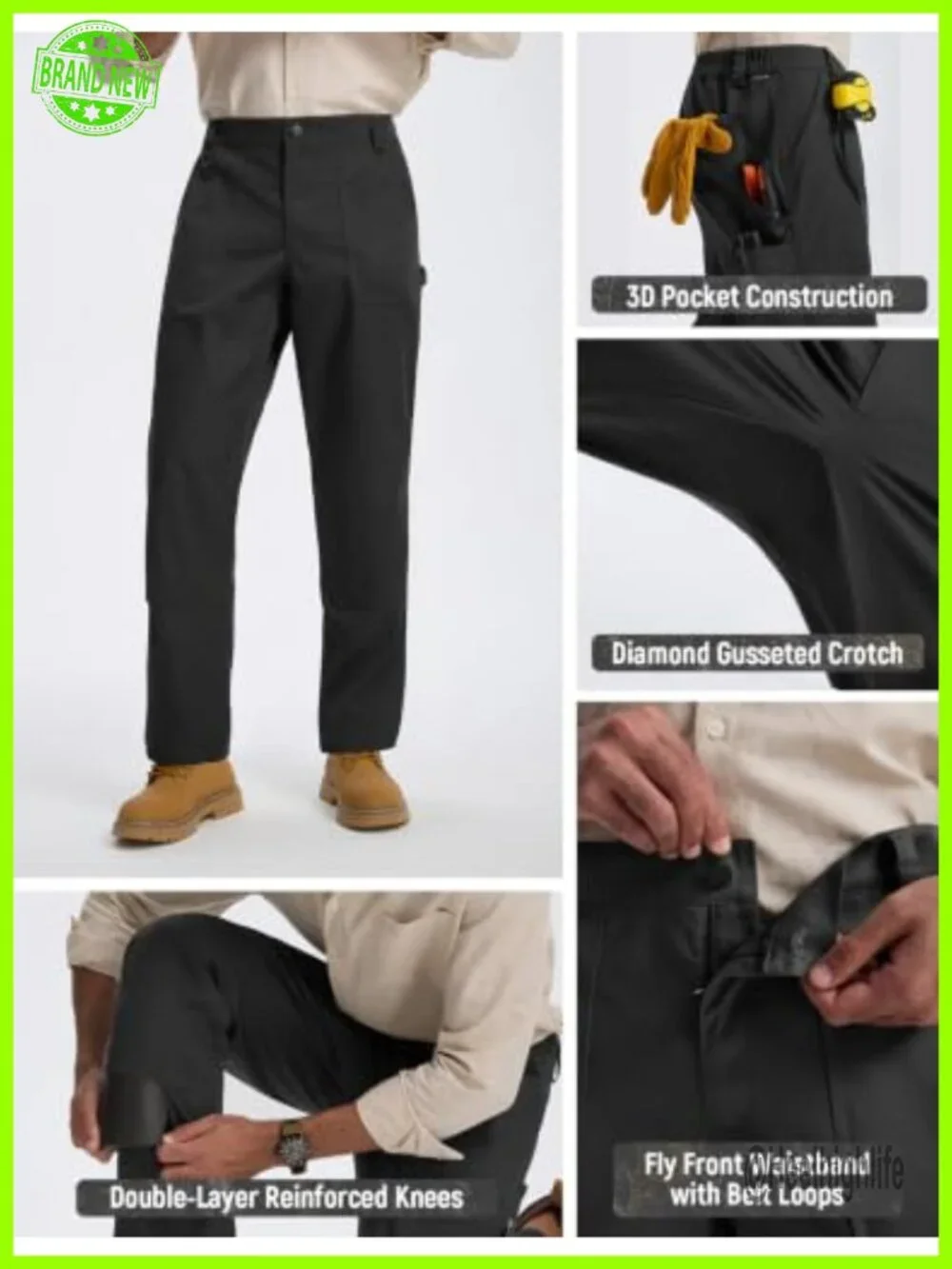 Men's Ripstop Carpenter Cargo Pants Stretch Utility Workwear with Pockets